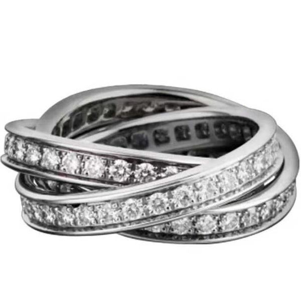 

selling funds exquisite girls' three rings full diamond ring asian gold fashion versatile index finger carti style jewelry aa529 ybny, Silver