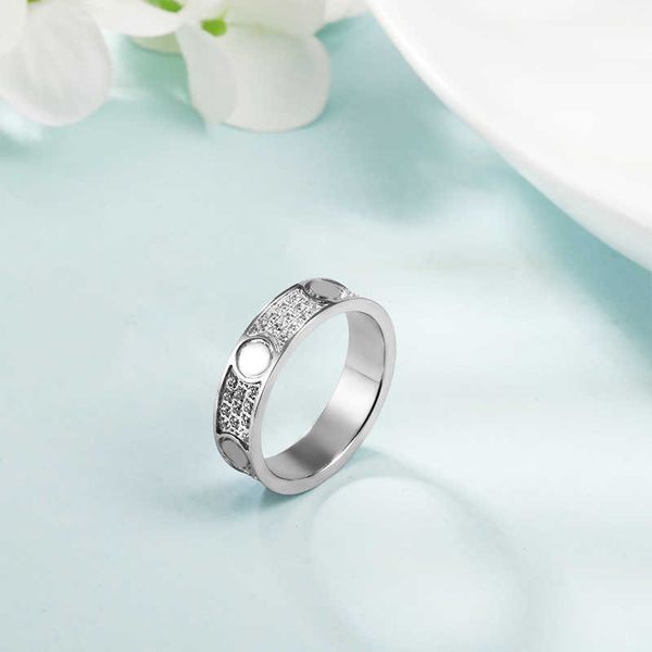 

wholesale high-quality card mantian star three row diamond zircon ring pair new fashion simple titanium steel men's and women's ri, Silver