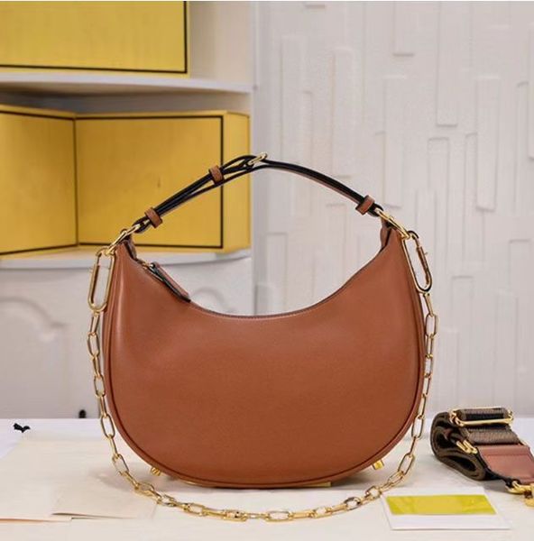 

luxury half-moon-shaped underarm bags designer leather shoulder bag high-end sense of dinner bag brown stylish and elegant messenger totes