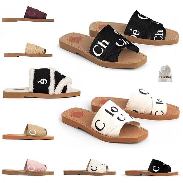 

luxury ch slippers sandals womens famous mules flat woody slides black and white dhgate pink beige lace canvas sliders summer beach shoes ch