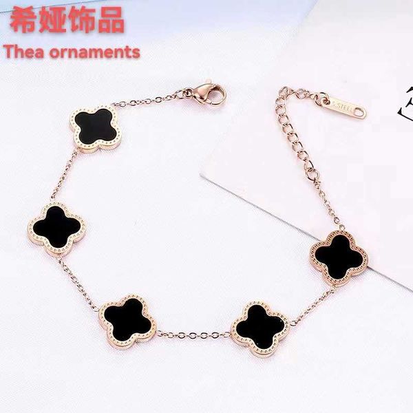 

charm bracelets chain non fading titanium steel gold grass shell personality bracelet female style fashion simple light luxury four leaf, Golden;silver