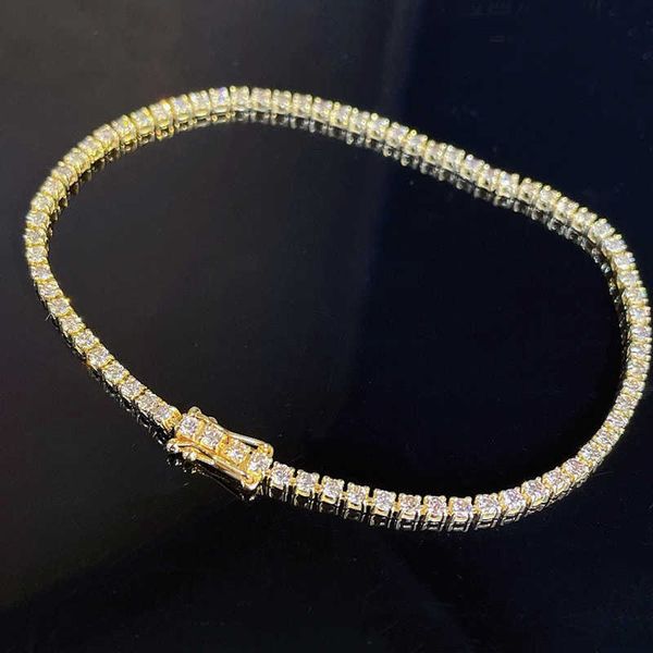 

cmb004 2ct 4-claw setting bracelet 18 karat gold natural diamond yellow tennis customized luxury jewelry, Silver