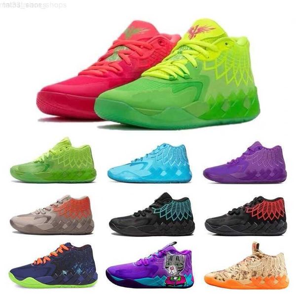 

2023 og lamelo ball mb1 kids basketball shoes for sale blue purple rick morty boys girl sport shoe trainner sneakers us4.5-us12