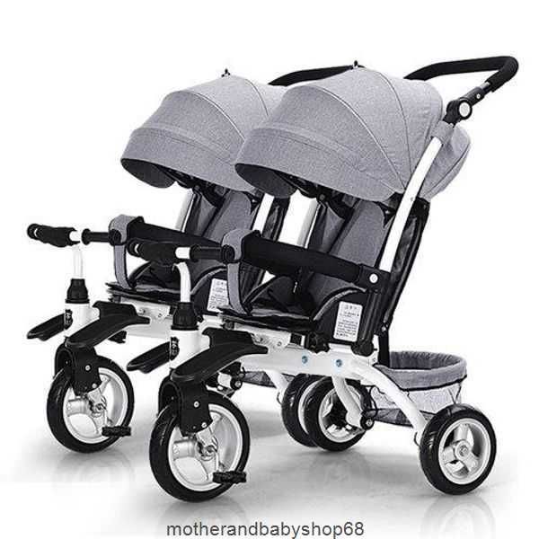 

twins baby side by tricycle bike stroller 3 in 1 can sit and lie split the child ride sleep trailer strollers