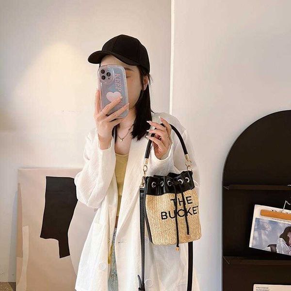 

popular evening bags women woven shoulder bag luxury marc tote bag women straw bucket bags classic letter shoulder bag fashion handle purses