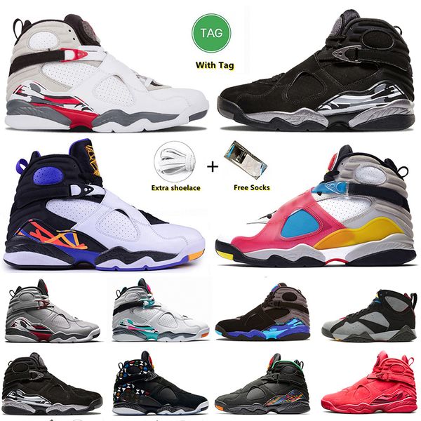 

jumpman 8 8s basketball shoes bordeaux white aqua pinksicle quai 54 captain chrome countdown pack multi-color raid three peat valentines day, Black