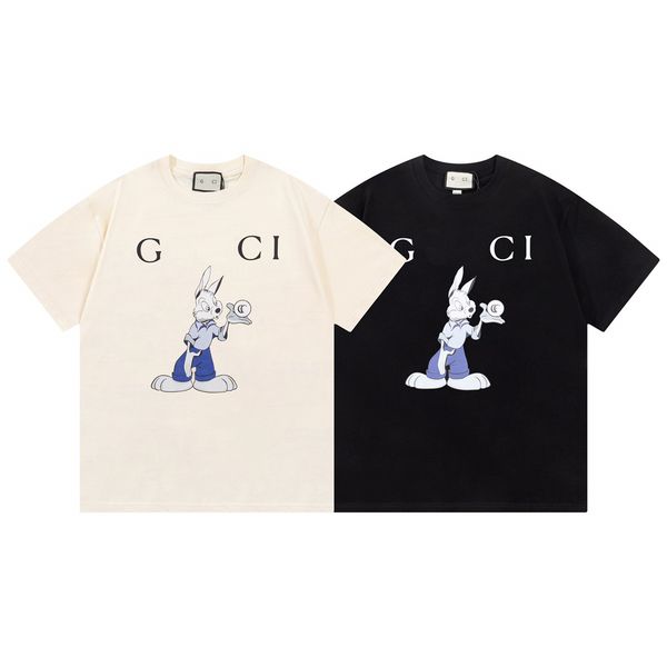 

luxury brand designer curious bunny men's t-shirt, White;black