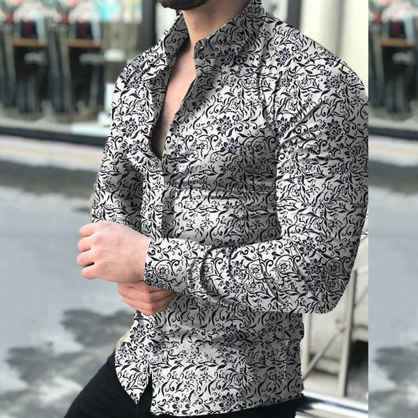 

shirt printed mens medusa men shirts casual slim fit long sleeved 11, White;black