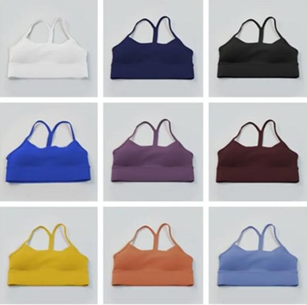 

2023 new yoga outfits lu-088 flow y sport bra women energy workout vest crop breathable padded gym running push up lingerie underwear