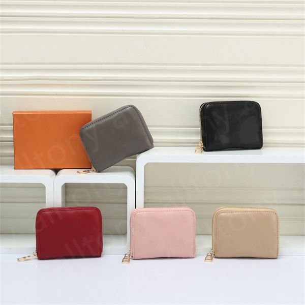 

designers wallets purses fashion short zipper wallet monograms classic zipper pocket bag zip coin purse with box, Red;black