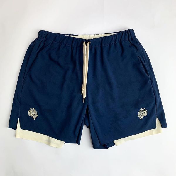 

designer summer double layer fitness shorts swimwear hip hop street main line vintage sports leisure fitness basketball pants split short, White;black