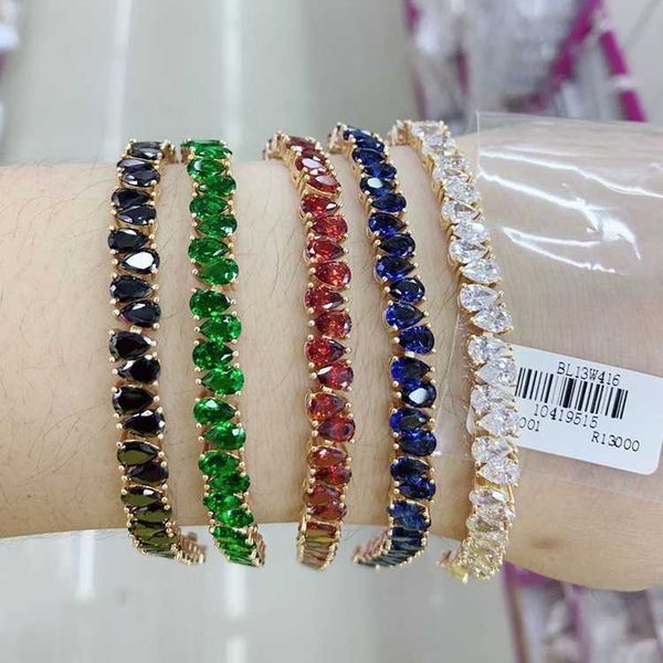 

xuping rainbow stones fashion jewelry gold plated colorful zircons women tennis bracelets, Silver