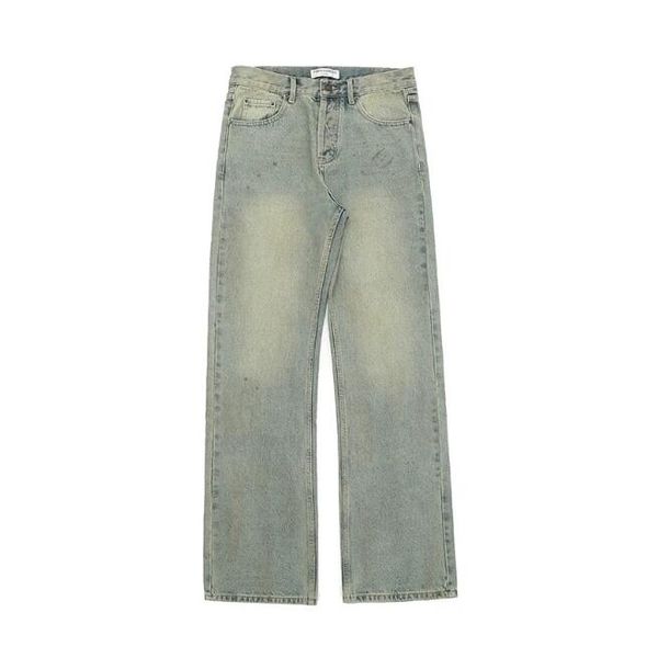 

yellow wash straight wide-leg jeans casual pants, Black;brown