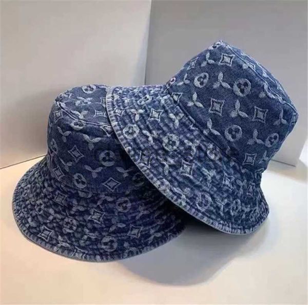 

wide brim hats cowboy bucket hat casual luxury designers caps women mens designer hats cool casquette denim print fitted cap men beanie j230, Blue;gray