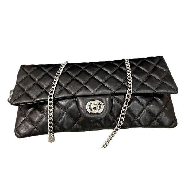 

designer caviar evening wallet shoulder bag classic plaid channel flap cf handbag gold silver chain leather double letter square stripe lady