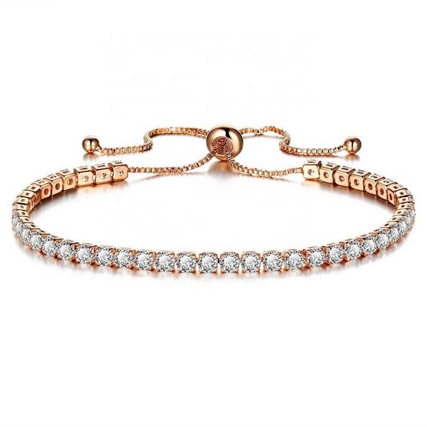 

full cz zircon bracelet women adjustable fashion crystal rhinestone tennis, Silver