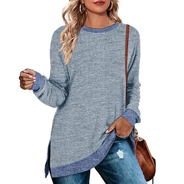 

women long sleeve solid lightweight sweatshirt, White