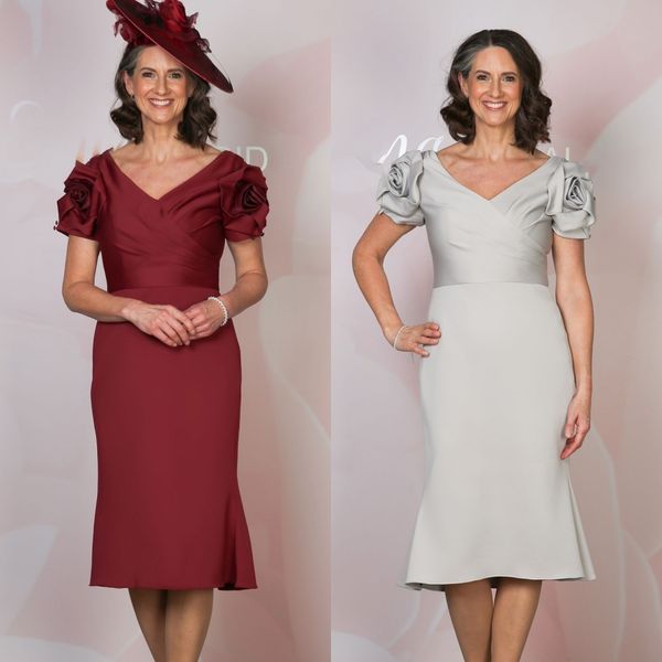 

burgundy mother of the bride/groom dress 2024 jersey rose knee-length fit-n-flare formal event special occasion cocktail party wear gown wed, Black;coppery