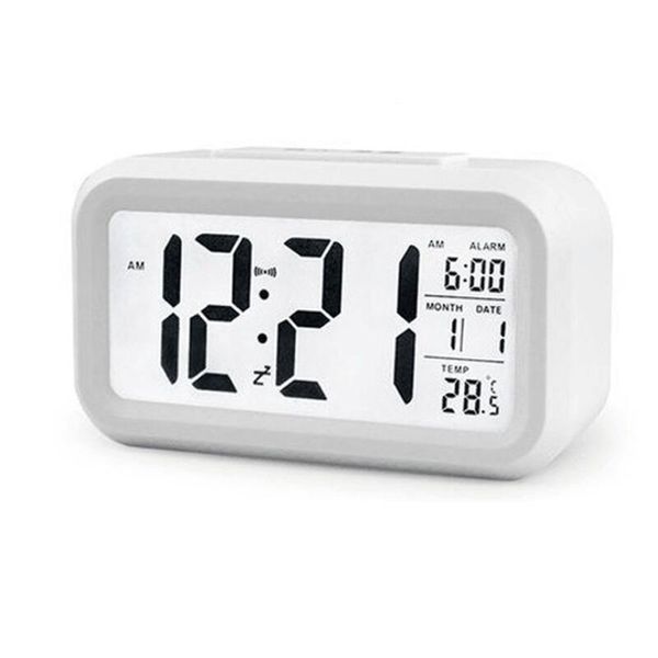 

smart sensor nightlight digital alarm clock with temperature thermometer calendar,silent desk table clock bedside wake up snooze