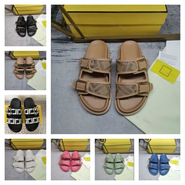 

designer sandal fashion women men sandal luxury lady gentlemen colorful canvas letter anatomic leather slide 6 style model, Black