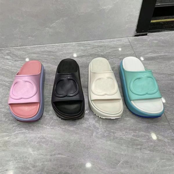 

designer sandal women men rubber leather slide sandal dress shoe wedges sandal beach slippers luxury summer platform size 35-44, Black