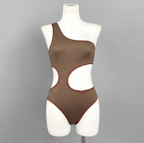 

women swimsuits designer bathing suit alphabet pattern print brown swimsuit bottoming pure pure spicy girl models summer one piece swimsuit, White;black