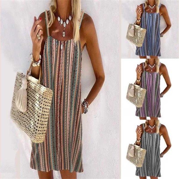 

summer stripes backless spaghetti straps vest dress womens clothing, Black;gray