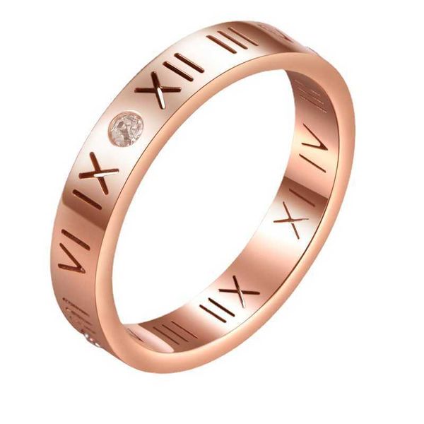 

internet celebrity chinese style jewelry titanium steel inlaid diamond carti ring personality trend couple stainless hollow straight 97xs, Silver