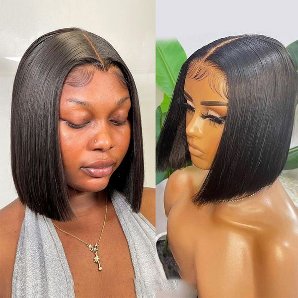 

new design 5x1 remy lace wig short bob human hair wigs for black women brazilian hair bone straight t part lace wig human hair applicable fo, Black;brown