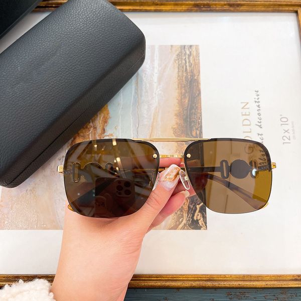

2023 high sales new model high-quality half frame titanium alloy large size pilot's sunglasses essential for beach travel and driving f, White;black