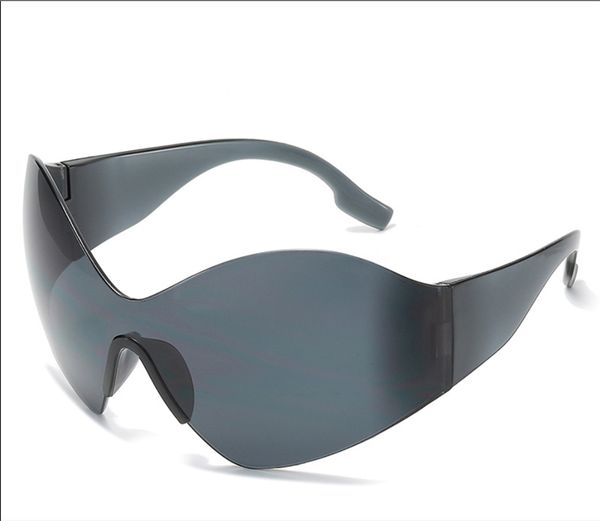 

oversized sunglasses womens mens fashion rimless shades trendy shield wrap around sun glasses, White;black