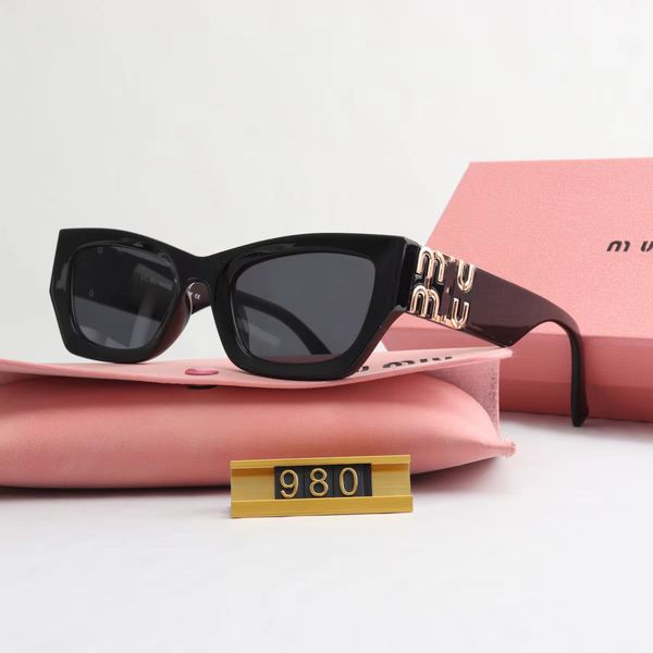 

sunglasses fashion small rectangle miu logo women men 2023 brand design ladies skinny outdoor shopping shade retro, White;black