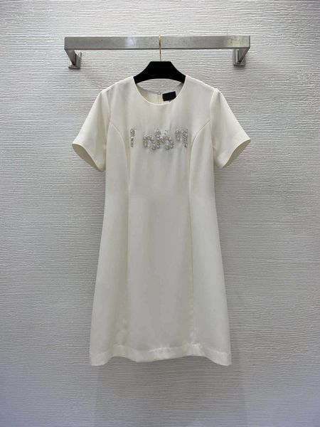 

23ss summer dresses women dress women designer clothes celebrity style slim appearance sequin embroidered handmade beaded short sleeve dress, Black;gray