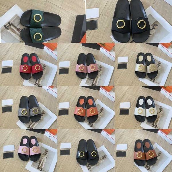 

women slippers interlocking g sandals monograms jacquard flat mule perforated women men logo slides 2023 summer designer shoes beach pool fl, Black