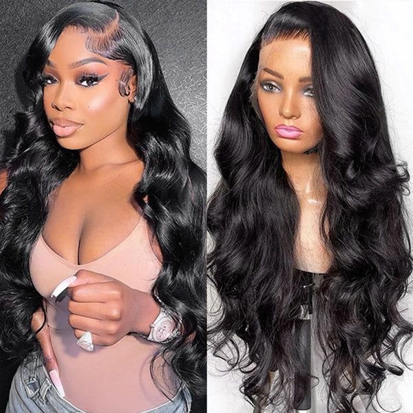 

body wave lace frontal wig human hair pre plucked 4x4 hd wig brazilian hair wigs for women 13x4 lace frontal wig, Black;brown