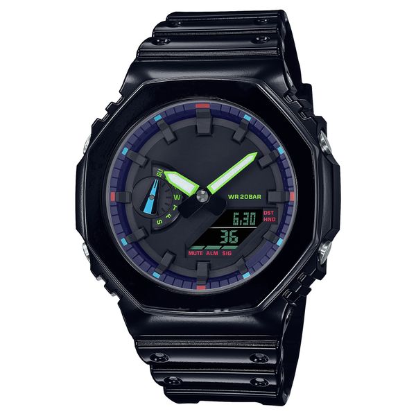 

original shock watch digital sport quartz ga men's watch led auto hand light world time full feature 2100 oak series, Slivery;brown
