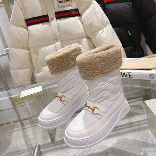 

fashion wool snow boots women ankle platform shoes fur moccasins loafer cowboy leather winter boot plush fall cotton shoes with box no428, Black