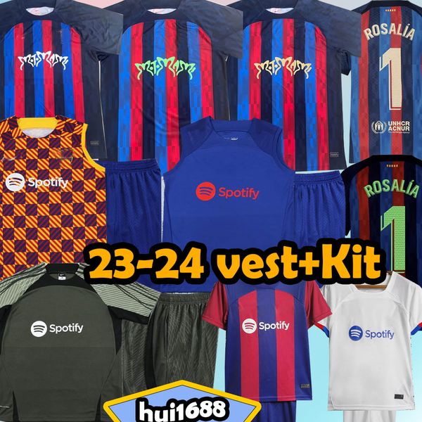 

23-24 lewandowski rosalia motomami soccer jerseys vest sets 23 24 limited edition kessie raphinha pedri ferran barcelonas camisetas men kit, Black;yellow