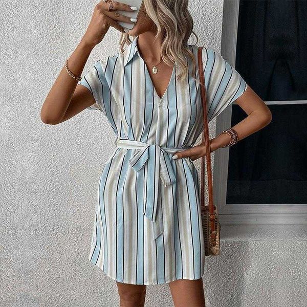 

womens clothing shirt dress short sleeve polo collar stripes commuter, Black;gray