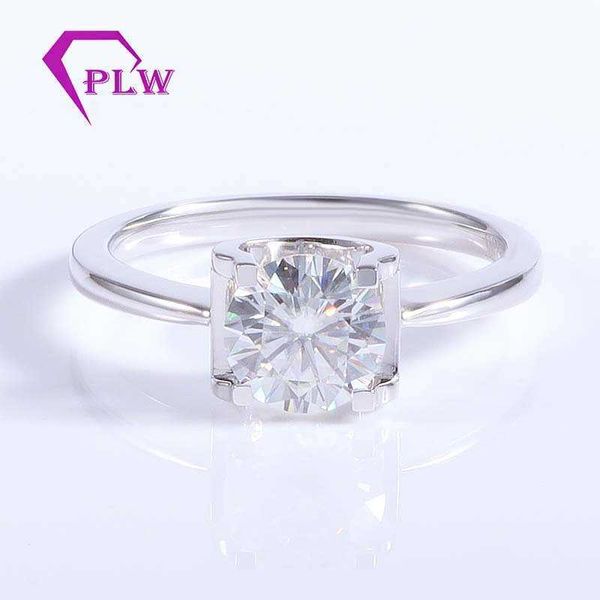 

high-quality six claw diamond ring female 18k gold mosan proposal card classic cowhead, Silver