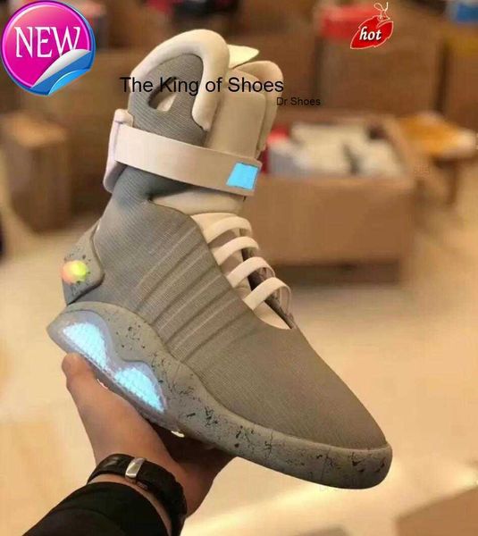 

2023 automatic laces air mag back to the future shoes marty mcfly led mens glow in the dark black red grey high-men sneakers