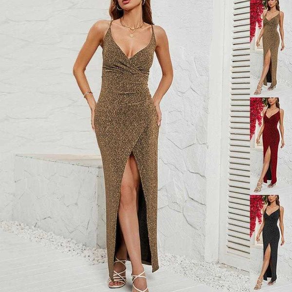 

summer womens dress slit high waist v neck brace for women, Black;gray