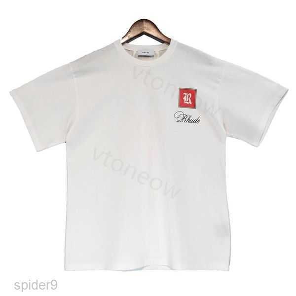 

2023 rhude tshirt designer mens t shirts tide printed tee men women round neck short sleeve casual loose fashion high street hip hop 3 ux85, White;black