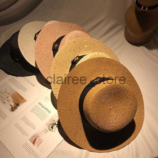 

wide brim hats 2022 luxury designer bee cap bucket hat fashion men women fitted hats straw sun caps hat 01 j230615, Blue;gray
