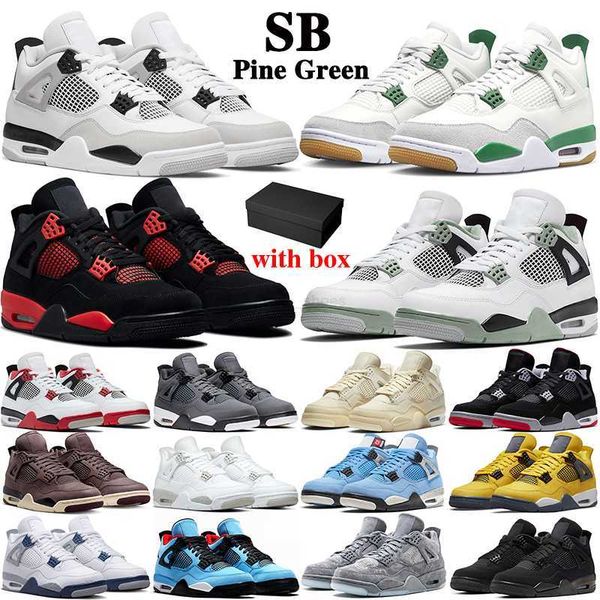 

jumpman 4 4s basketball shoes with box women men sb pine green kaws military black cat infrared university blue oreo seafoam red thunder men