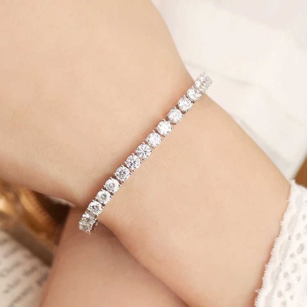 

anster 18k solid gold round shape 3e cutting lab created diamond igi tennis bracelet, Silver