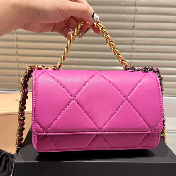

19 woc wallet women designer flap bag quilted 5 colors calfskin leather gold metal hardware two-tone chain crossbody shoulder handbag luxury