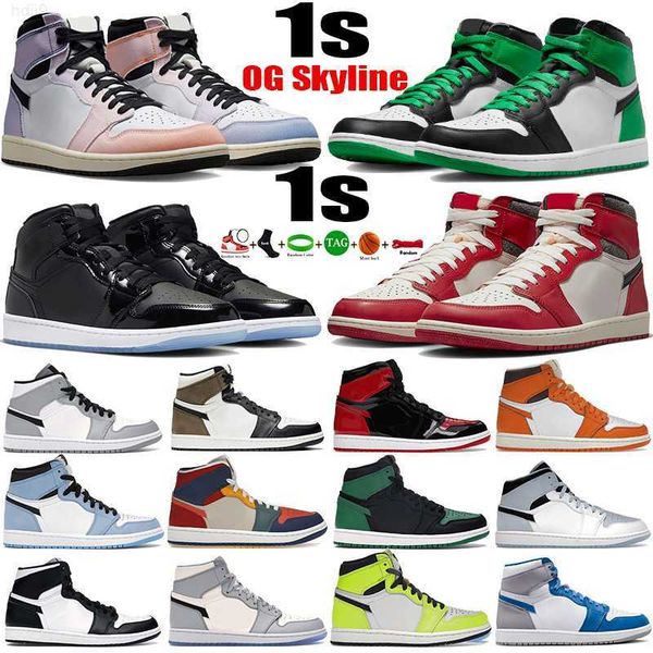

jumpman 1 1s mens basketball shoes og skyline lucky green chicago lost found se space jam ice university blue bred royal patent dark mocha s