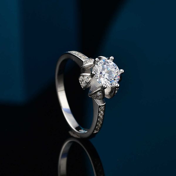 

high-quality card flower bag moissanite stone ring 18k sterling silver gold plated couple engagement diamond valentine's day, Golden;silver