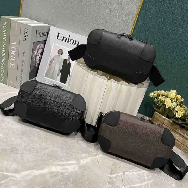 

Women Clutch Shoulder Bag Monograms Leather Rounded Box Bag Mini Suitcase Designers Handbag Men Crossbody Chest Pack Messenger Bag, Black flower